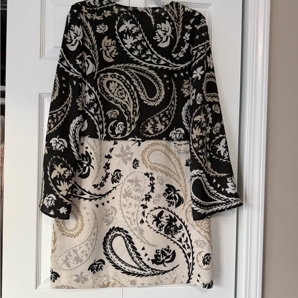 BCBGMaxAzria Black and White Patterned Dress